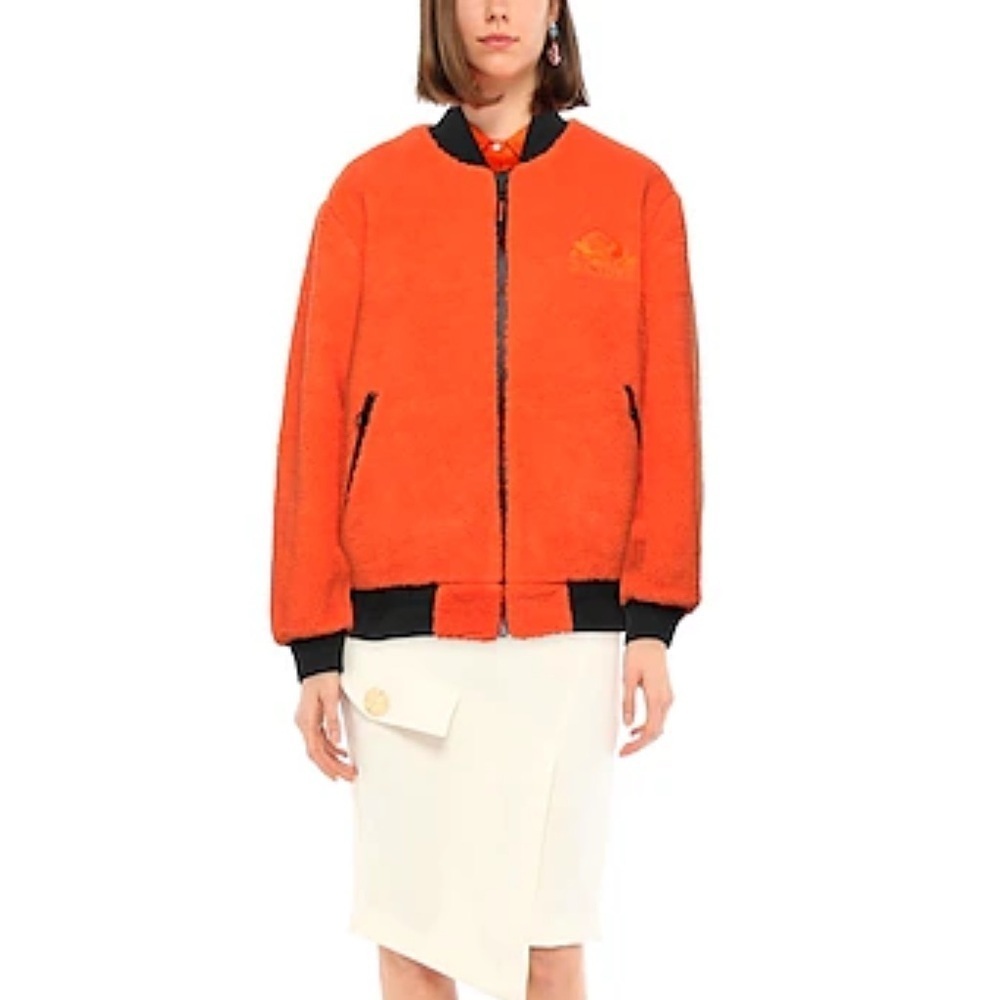 Reversible Teddy Bomber Sundek Jacket Neon Orange Winter Sherpa Warm $232 Retail